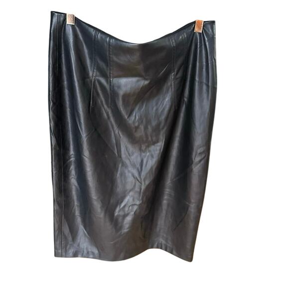 Calvin Klein Faux-Leather Midi Pencil Skirt – Black, Size 8 - Picture 1 of 6